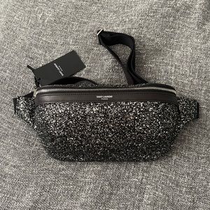 Saint Laurent Lambskin Glitter Belt Bag